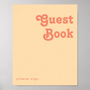 Modern Retro Orange Cream Gästbokssignering Poster
