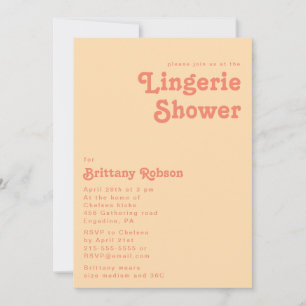 Modern Retro Orange Cream Lingerie Shower Inbjudningar