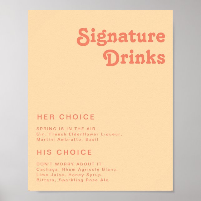 Modern Retro | Orange Cream Namnteckning Drinks-te Poster (Framsidan)