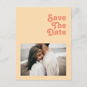 Modern Retro   Orange Cream Photo Save Date in Inbjudan Vykort