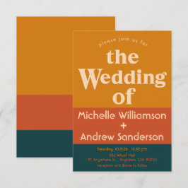 Modern Retro Orange Påfågel 3.5x5 Inbjudningar