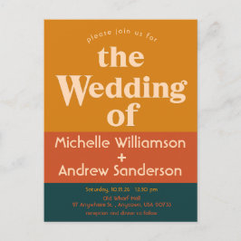 Modern Retro Orange Påfågel Inbjudan Vykort