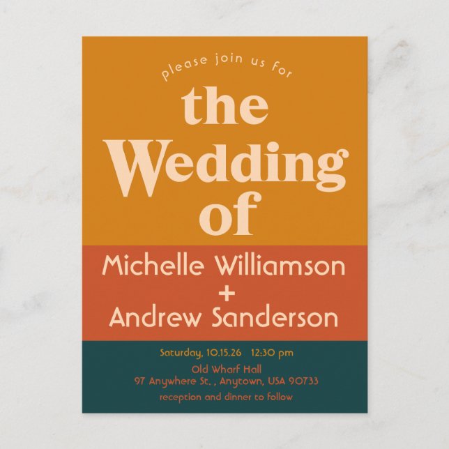 Modern Retro Orange Påfågel  Inbjudan Vykort (Framsida)