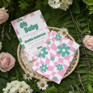 Modern Retro Pastell Oh Baby Shower Inbjudningar