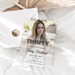 Modern Retro Photo 30års födelsedag Party Inbjudningar