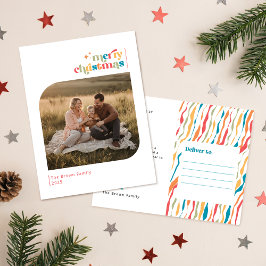 Modern Retro Photo Family Christmas Holiday Vykort