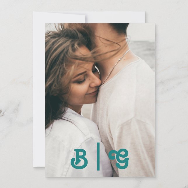Modern Retro | Photo Monogram för måltidsfoto Inbjudningar (Baksida)
