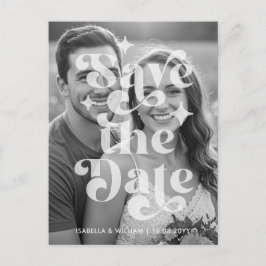 Modern Retro Photo Wedding Save The Date Meddelande Vykort