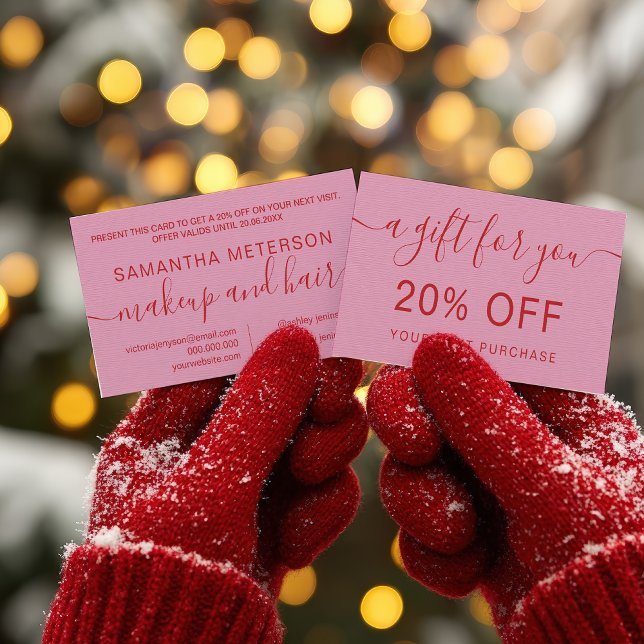 Modern Retro Pink Red Makeup Beauty Loyalty Rabattkort (Modern Retro Pink Red Makeup Beauty Loyalty Discount Card)