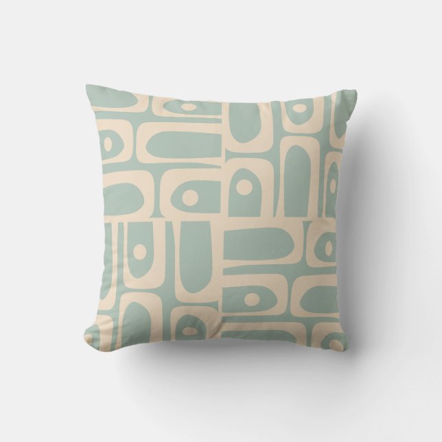 Modern retro Piquet Light Celadon Blue i mitten av Kudde (Framsida)