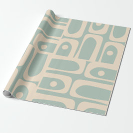 Modern retro Piquet Light Celadon Blue i mitten av Presentpapper