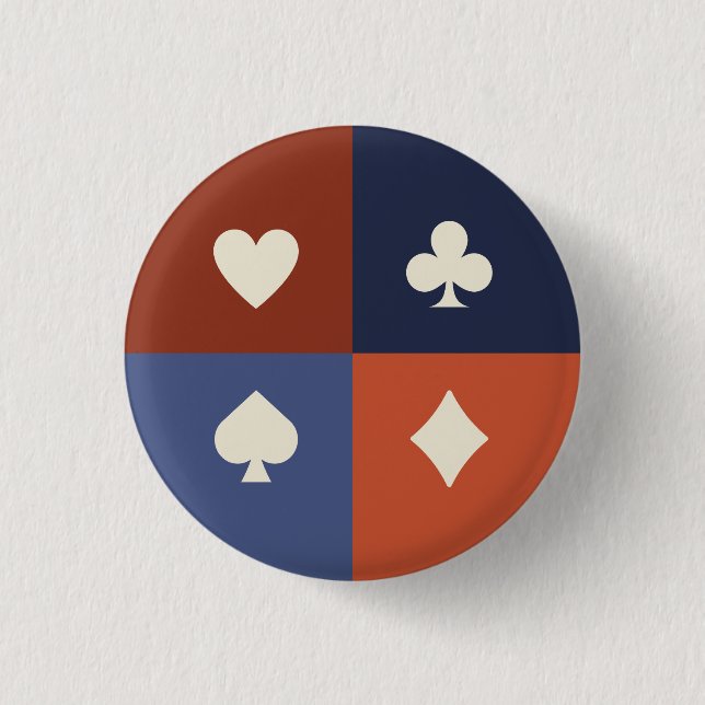 Modern Retro Playing Card Suit Poker & Bridge gift Knapp (Framsida)