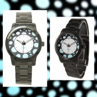 Modern Retro Polka-prits Blue White and Black