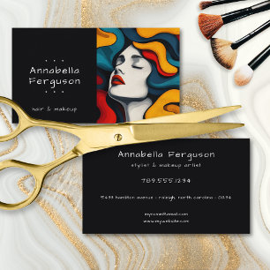 Modern Retro Popkonst Färgrik Frisyr Makeup Visitkort