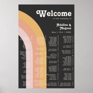 Modern Retro Rainbow   Mörk Alfabetiskt säte Poster