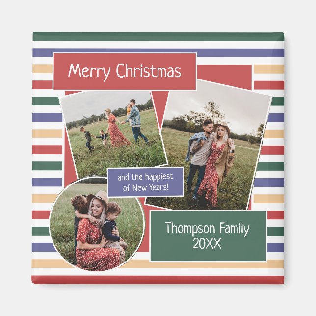 Modern Retro Rand-bilder - julfoton Magnet (Framsidan)