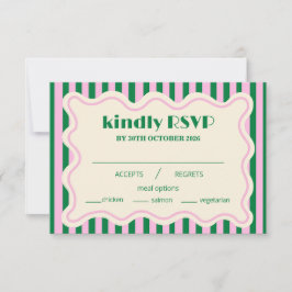 Modern Retro Randig RSVP-kort för Bröllop