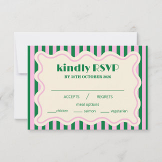 Modern Retro Randig RSVP-kort för Bröllop
