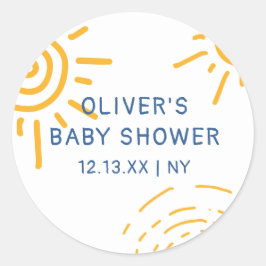 Modern Retro Ray of Sunshine Baby Shower Runt Klistermärke