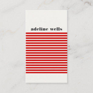 Modern Retro Red and White Stripe Visitkort