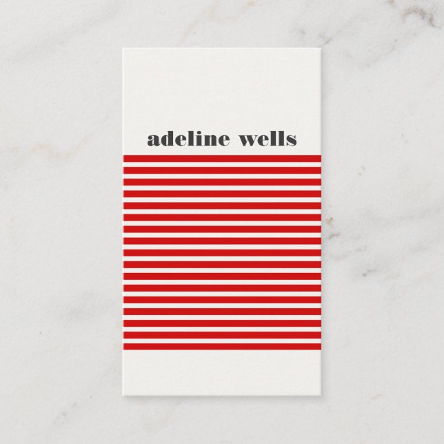 Modern Retro Red and White Stripe Visitkort (Framsida)