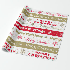 Modern Retro Red Guld God jul Presentpapper