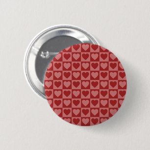 Modern Retro Red och Rosa Minimalist Heart Mönster Knapp