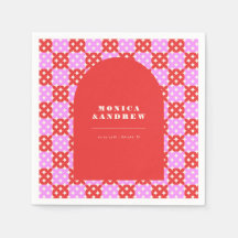 Modern Retro Red & Rosa Arch Geometric i mitten av