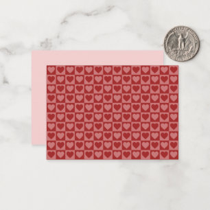 Modern Retro Röd och Rosa Minimalistisk Hjärtmönst Anteckningskort