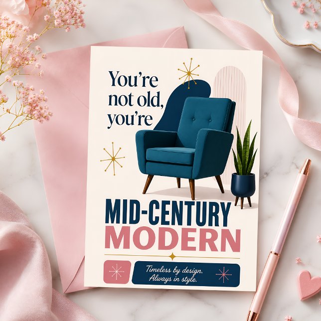 Modern Retro Rolig Födelsedagskort Mid Century Kort (Skapare uppladdad)