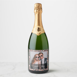 Modern Retro Ros Bröllopsetikett för Vin