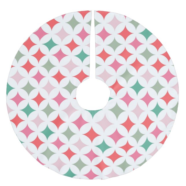 Modern Retro Rosa Blue Star Diamonds Julgransmatta Borstad Polyester (Framsidan)