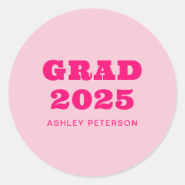 Modern Retro Rosa Bold Typography Studenten Runt Klistermärke
