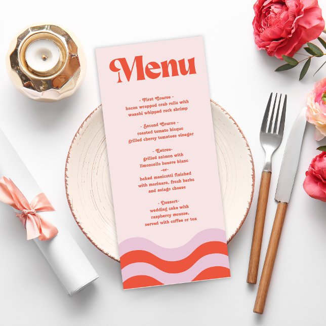 Modern Retro-Rosa och Orange-typografi Bröllop me Meny (Skapare uppladdad)