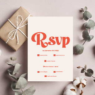 Modern Retro Rosa Och Orange Typografi Bröllop OSA Kort