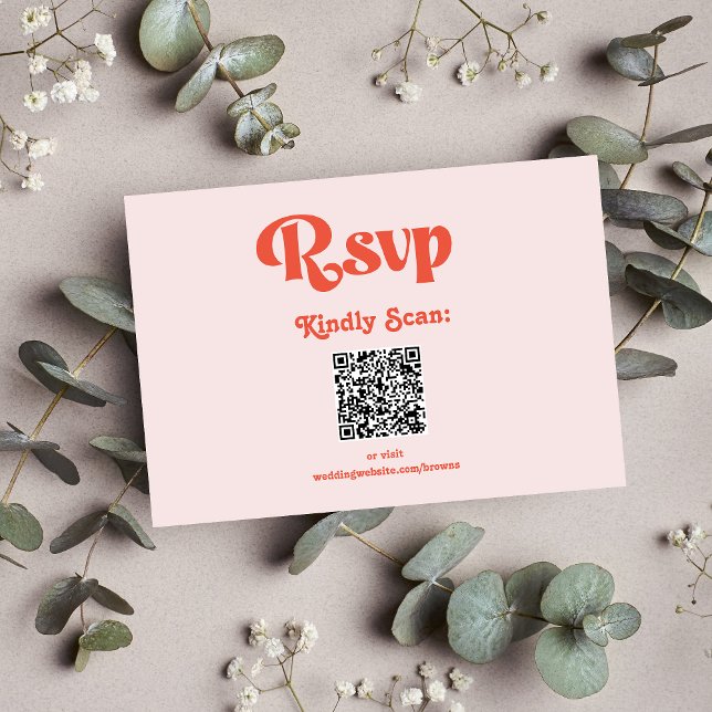 Modern Retro Rosa Och Orange Typografi Bröllop OSA Kort (Skapare uppladdad)