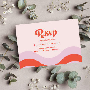 Modern Retro Rosa Och Orange Typografi Bröllop RS OSA Kort