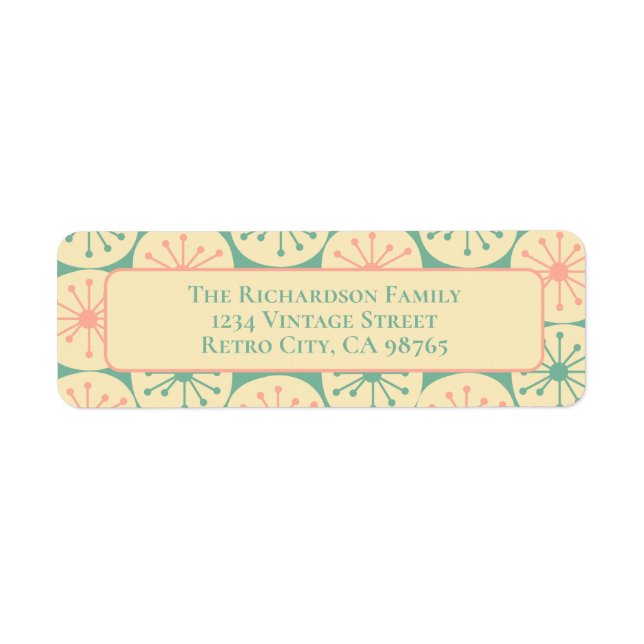Modern Retro-Rosa på 50-talet Returadress Etikett (Framsidan)