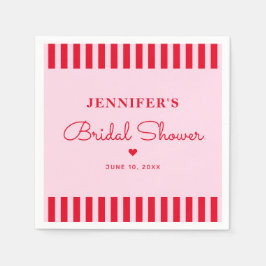 Modern Retro Rosa & Röda Ränder Bröllopsdusch Pappersservett