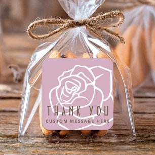 Modern Retro Rosa ros Flower Tack Fyrkantigt Klistermärke