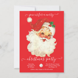 Modern Retro Santa God jul Party-inbjudan Inbjudningar