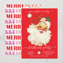 Modern Retro Santa God jul Party-inbjudan Inbjudningar