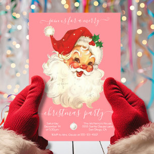 Modern Retro Santa God jul Party Inbjudningar