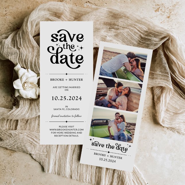 Modern Retro Save The Date | Photo Booth-remsa Inbjudningar (Skapare uppladdad)