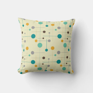 Modern Retro Shapes Gult Grått-punkter i mitten av Kudde