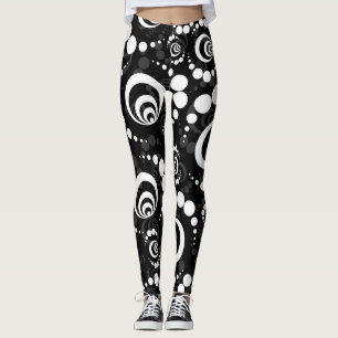Modern Retro-Skörd-cirkel, svart- och vitlår Leggings