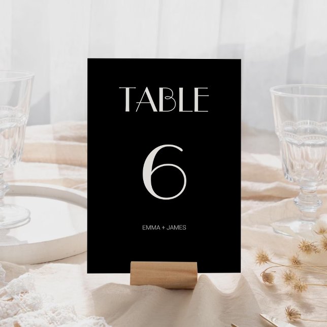 Modern Retro Solid Black Bröllop Bordsnummer (Modern Retro Solid Black Wedding Table Number)