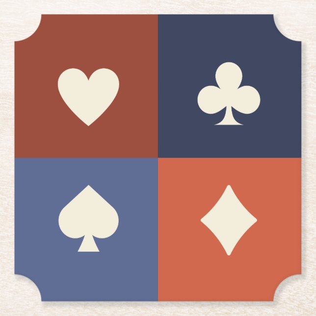 Modern Retro Spelfärg Poker & Bridge  Underlägg Papper (Framsida)