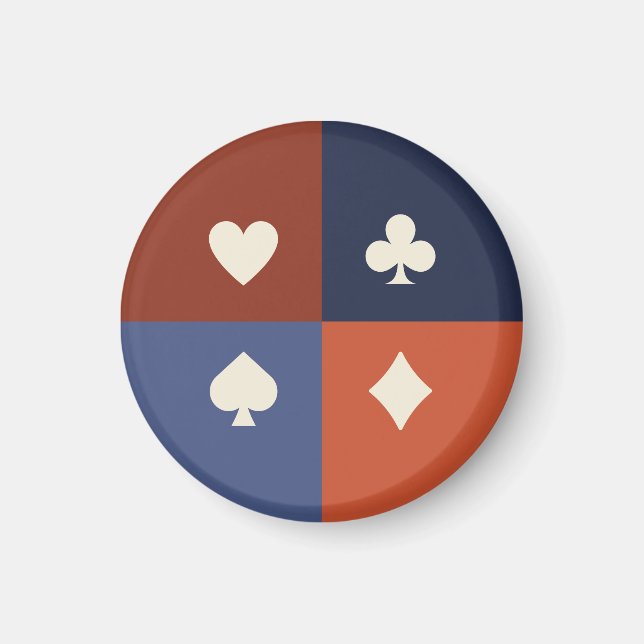 Modern Retro Spelkort Färg Poker & Bridge present Magnet (Framsidan)