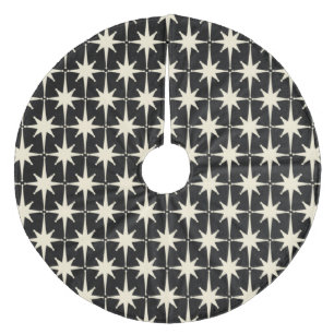 Modern Retro Stars Mönster Black Cream Julgransmatta Fleece